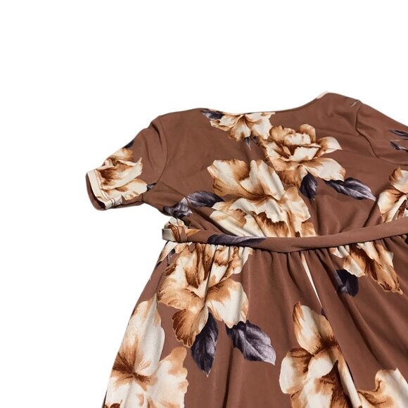 Pink Blush Rust Floral Hi-Low Maternity Wrap Dress Belt Stretch Soft Size Small - Picture 12 of 13